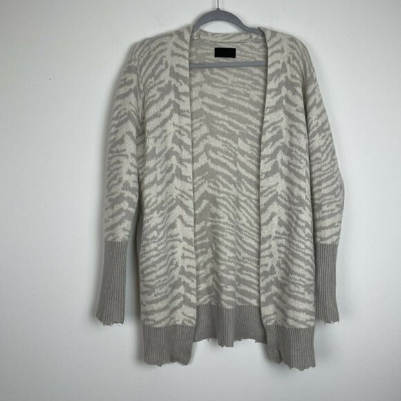 RTA White Gray Distressed Cashmere Cardigan Striped Size Small - Picture 1 of 9